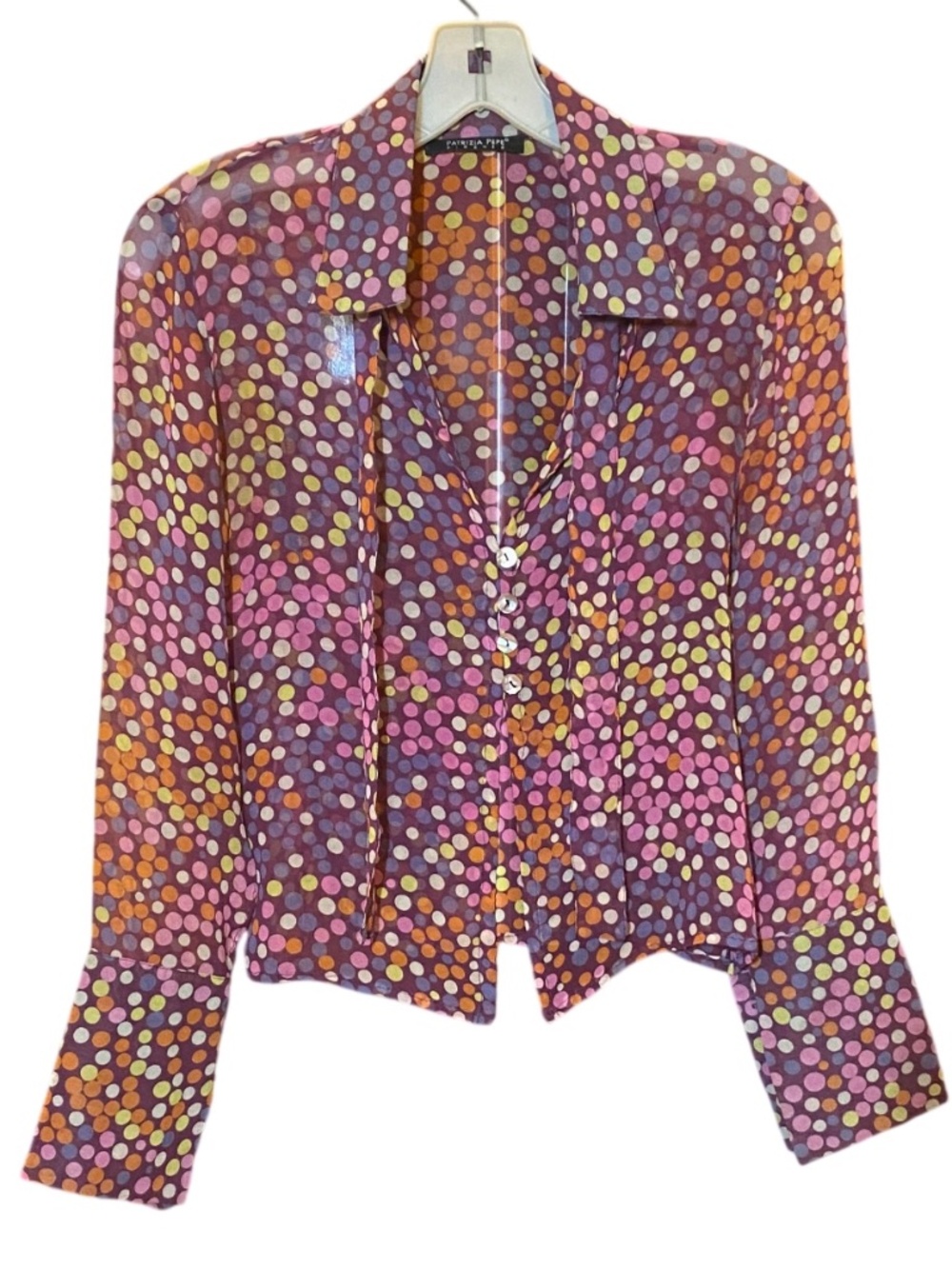 VTG Patrizia Pepe 100% Silk Sheer Polka Dot Blouse • Y2K Archival Indie Sleaze 4